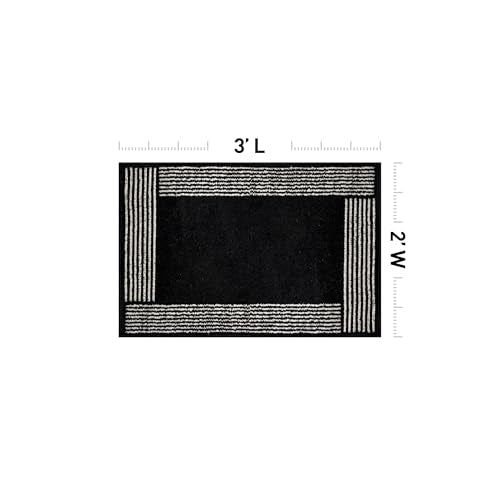 Rugshop Modern Bordered Minimal Area Rug for Living Room Black 2' x 3' - color: Black, size: 2' x 3' (Rectangular)
