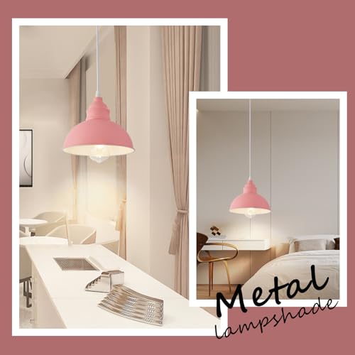 Plug in Pendant Light, 15FT Hanging Lights, On/Off Switch - color: Pink