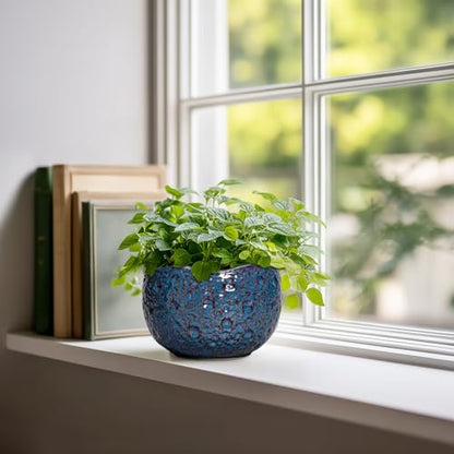 6 Inch Plant Pot, Ceramic Pots for Plants, Retro Blue - color: Retro Blue, size: 6.2 Inch