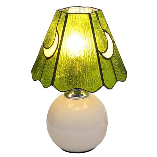 Tiffany Lamp Stained Glass Table Lamp Moon Mushroom Green Small Bedside lamp Living Room Dining Room Office Decoration Desk lamp Home Decoration Creative Gift Scene Prop - color: Moon Mushroom-Green