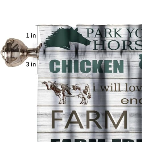 Farmhouse Valance Curtains for Kitchen, Retro Wood Texture Cow Pig Chicken Farm Animals Print Short Window Treatment Valances for Living Room Dinning Room, 54x18 Inch - color: Farm-4