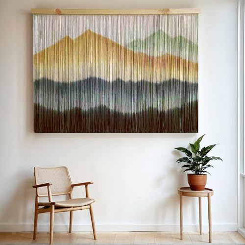 laddawan Extra Large Macrame Wall Hanging Dip-Dyed Tapestry Modern Wooden Home Wall Art For Living room Boho Handmade Wall Decor For Bedroom (Coffee) - color: Coffee