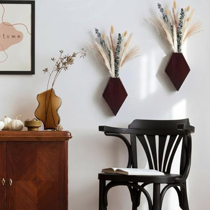2 Pcs Wooden Wall Planters, Brown, Natural Style - color: Brown, style: Natural Style
