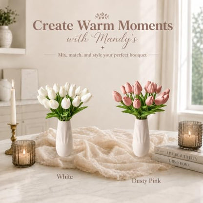 Mandy's 20 Stems Dusty Pink Artificial Tulip Flowers for Home Centerpieces - color: Dusty Pink 20pcs