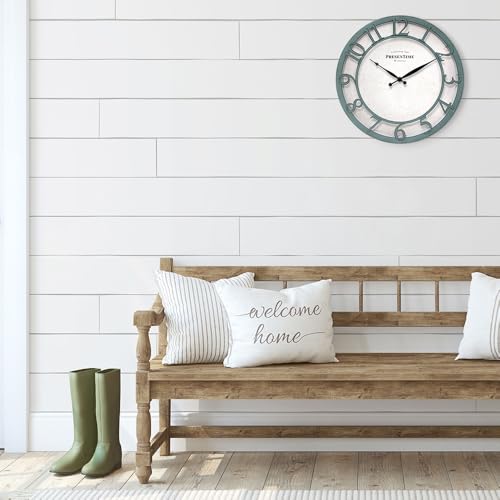 Presentime 13" Farmhouse Series Wall Clock - color: Aged Teal Finish, size: 13 inch