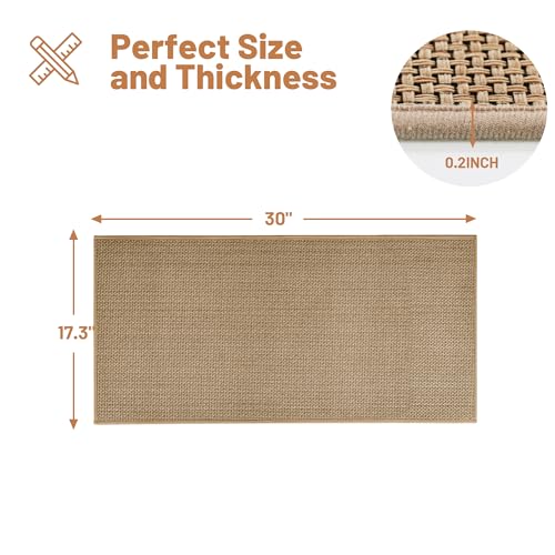 AIMPEAK Kitchen Rugs Non Slip Washable 17.3x30, Cushioned Rugs for Kitchen Floor, Absorbent Runner Rug Mats with Rubber Backing for Kitchen, Hallway, Bathroom, Bedroom, Office, Home Beige, 17.3"x30" - color: Beige, size: 17.3"x30"