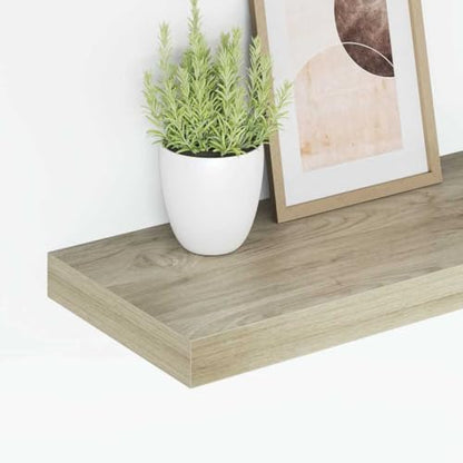 Floating Wall Shelf Oak 23.6x9.3x1.5 Honeycomb MDF Metal Frame Invisible Mount Modern Display for Living Room Bedroom Kitchen Hallway - color: Brown, size: 23.6" x 9.3" x 1.5"