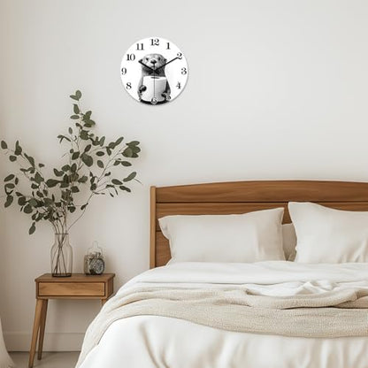 XNM Funny Bathroom Wall Clocks Battery Operated 12 Inch - color: Black4, size: 12 Inch