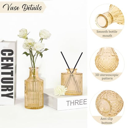 Set of 36 Glass Bud Vases Small Flower Vases for Centerpieces(Champagne) - color: Champagne