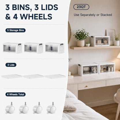 OlarHike 23QT Storage Bins with Lids for Closet, Office, Room, 3 Pack - size: 23QT