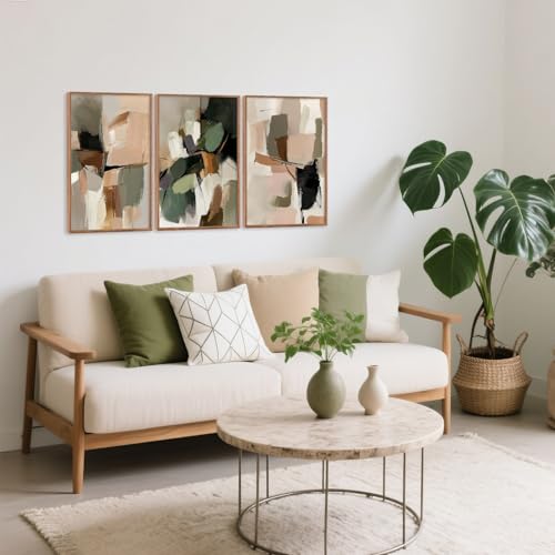 CHDITB Abstract Modern Framed Canvas Wall Art, Neutral Mid Century Painting - color: Abstract, size: 16"L x 24"W
