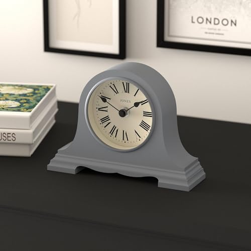 JONES CLOCKS® Speakeasy Small Mantel Clock | Classic Napoleon’s hat Design | French Navy | Roman Numerals | Traditional Style for Desk, Table, Shelf or Bedside - color: French Navy