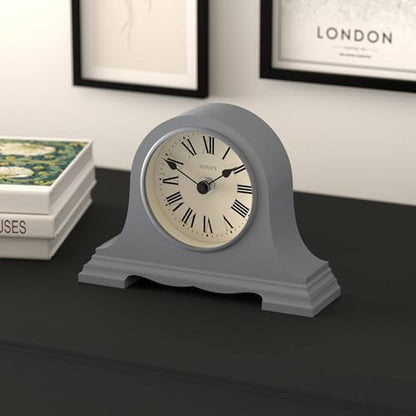 JONES CLOCKS® Speakeasy Small Mantel Clock | Classic Napoleon’s hat Design | French Navy | Roman Numerals | Traditional Style for Desk, Table, Shelf or Bedside - color: French Navy
