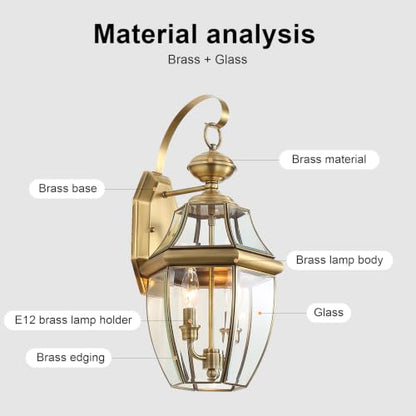 Solid Brass Outdoor Wall Light Fixtures, 20.5" - color: Antique Brass - 1 Pack, size: 20.5 inch