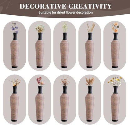 39.4 Inch Tall Floor Vase for Living Room Decor, PVC Decorative Vase for Home Decor, Modern Textured Brown Black Boho Style Standing Vase, Not Waterproof, Flowers Not Included, Black Brown
