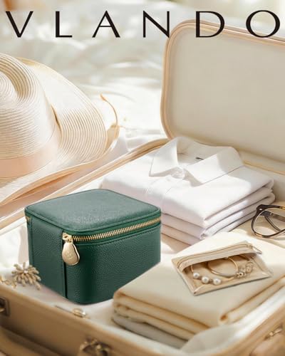 VLANDO Travel Jewelry Case with Clear 6 Velvet Bags,Green - color: 6PCS-Green