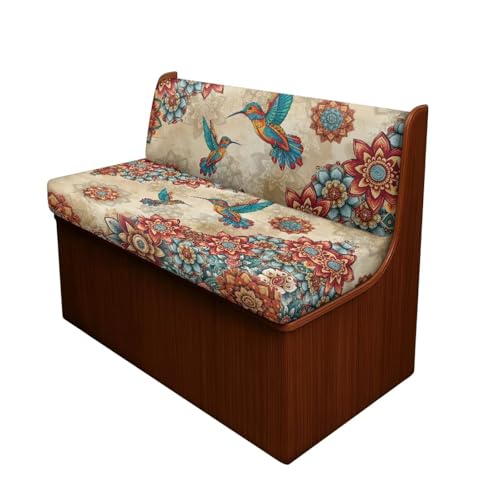 Boho Mandala Hummingbird Print RV Dinette Cushion Covers 2 Pcs Comfortable Camper Cushion Slipcover Stretchable Loveseat Sofa Chair Cover Furniture Protector for RV Camper Car Bench - color: Boho Mandala Hummingbird