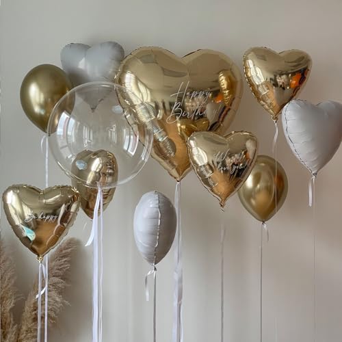 Champagne Gold Heart Foil Balloons,12Pcs 18Inch Heart Shaped Balloons - color: Light Gold