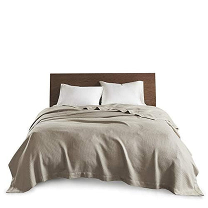 Madison Park 100% Egyptian Cotton Summer Blanket Full Queen Size Khaki - color: Khaki, size: Full/Queen