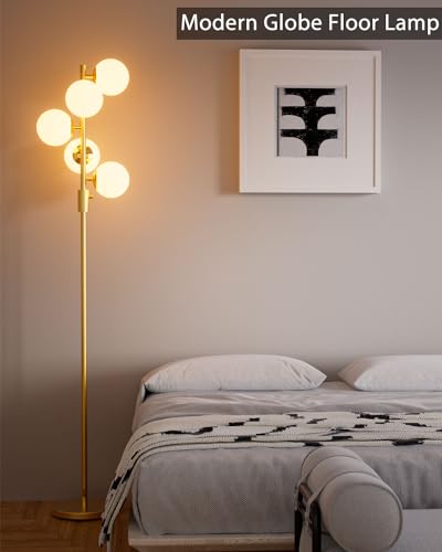 Lightdot Globe Floor Lamp Mid Century Modern Floor Lamp for Living Room - color: 5 Globe-Gold
