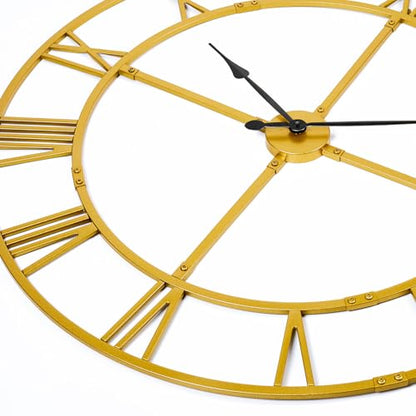 40 Inch Large Silent Wall Clock, Easy Assembly Roman Numeral Gold - color: Gold Metal Wall Clock, size: 40inch