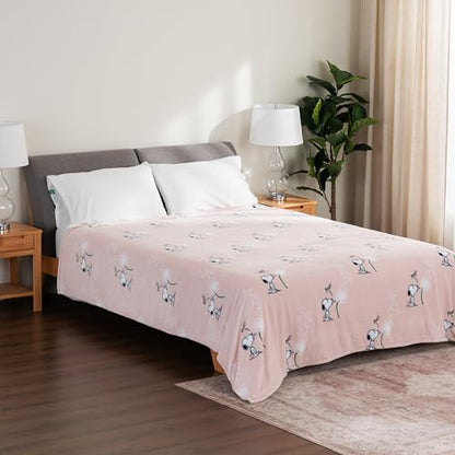 Berkshire Blanket Peanuts® VelvetLoft® Cute Character Snoopy Plush Blanket,Make A Wish Spring Pink,King 90 in x 108 in (Official Peanuts® Product) - color: Make a Wish Spring Pink, size: King (90 in x 108 in)