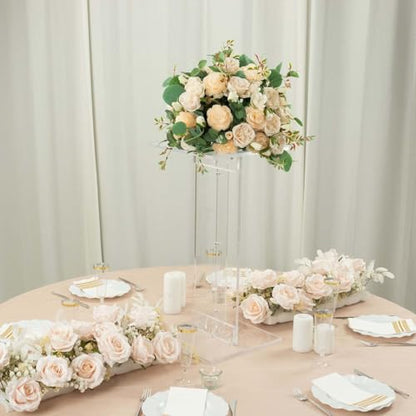 Efavormart 24" Heavy Duty Acrylic Wedding Display Stand with Square Bases, Clear Plexiglass Flower Pedestal Stand - 10mm Thick Plate - size: 24"