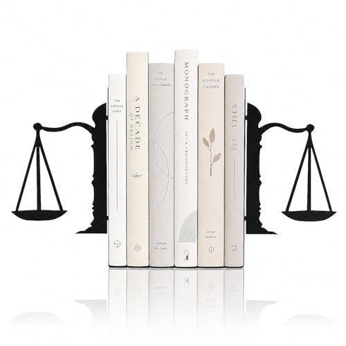 Book Ends for Shelves, Balance-Inspired Decorative Bookends for Heavy Books, Extra Wide Sturdy Metal Book Holder for Shelf with Non-Skid Base, Sculptural Book End for Home Office Desk Set of 2