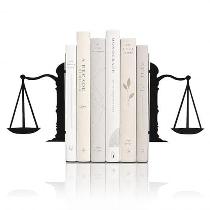 Book Ends for Shelves, Balance-Inspired Decorative Bookends for Heavy Books, Extra Wide Sturdy Metal Book Holder for Shelf with Non-Skid Base, Sculptural Book End for Home Office Desk Set of 2