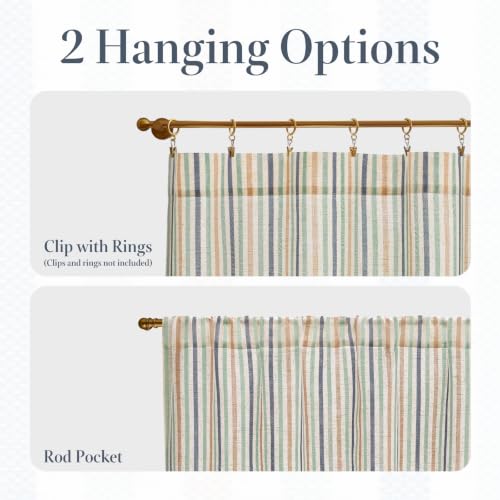 jinchan Linen Boxter Stripe Valances for Window 16 inch,Coastal,1 Panel - color: Boxter Stripe | Multi Coastal on Linen, size: 50"W x 16"L (Pack of 1)