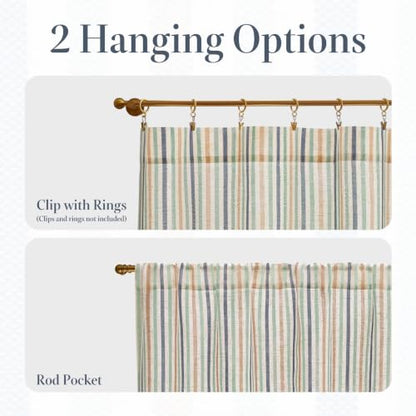 jinchan Linen Boxter Stripe Valances for Window 16 inch,Coastal,1 Panel - color: Boxter Stripe | Multi Coastal on Linen, size: 50"W x 16"L (Pack of 1)