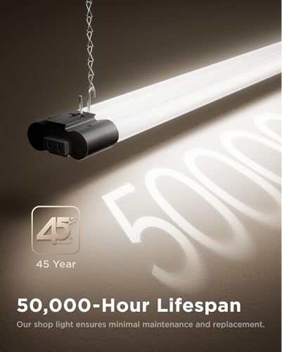 Sunco 6 Pack LED Shop Lights 4FT, Plug in Linkable, Black, 40W=150W - color: Black 6k