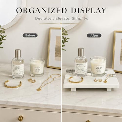 White Marble Pedestal Stand for Vanity & Bathroom - color: White Marble-9.84 in