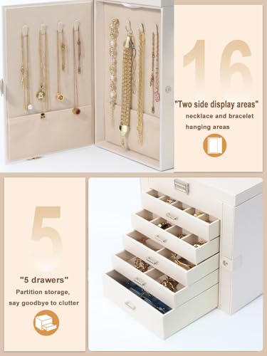 BOOVO Large Jewelry Box for Women 6 Layer - color: Pearl White, size: 6 Layer