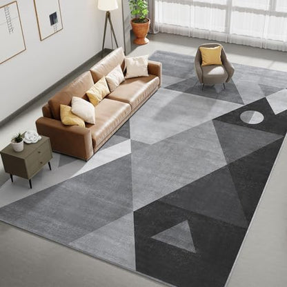 HOMFINE Washable Modern Area Rug - Geometric Style 8x10 Rugs for Living Room, Bedroom, Machine Washable Rug Soft Non Slip Non Shedding Area Rug - Grey, 8'x10' - color: Grey, size: 8' x 10' (Rectangular)