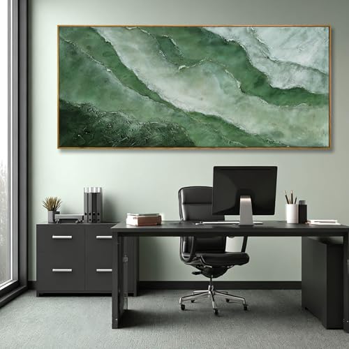Large Canvas Wall Art 32x70 Inch, Green Landscape Style Framed Canvas Wall Art, Modern Horizontal Printed Wall Art with Wooden Frame for Living Room Decor - color: Sage Green, size: 71"L x 32"W