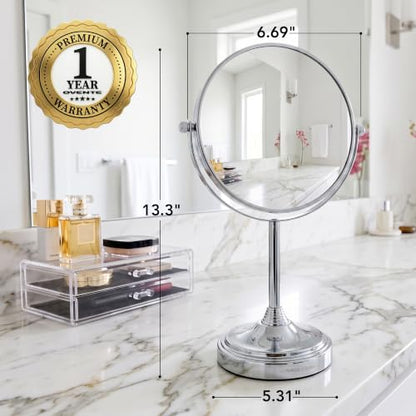 OVENTE 7" Tabletop Magnifying Makeup Mirror, Polished Chrome MNLCT70CH1X7X - color: Polished Chrome, size: 13.3"L x 6.5"W, style: Non-Lighted
