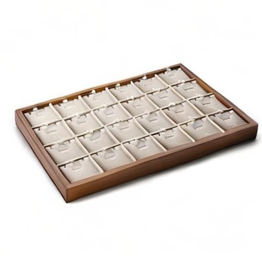 Oirlv Wooden Jewelry Tray,Jewelry Drawer Organizer,Necklace Display Tray - color: Creamy-white 24 grid necklace/pendant jewelry tray