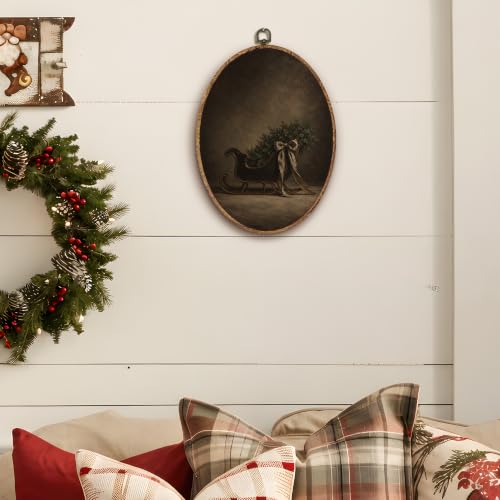 Yorhifa Dark Academia Winter Christmas Sleigh Framed Wall Art 8.5x11.5in - color: Dark Sleigh