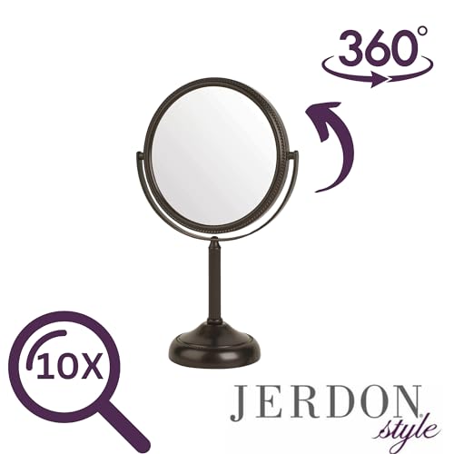 JERDON 6" Tabletop Makeup Mirror - 10X Magnification - Bronze - JP910BZP - color: Bronze