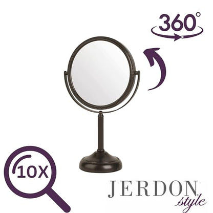 JERDON 6" Tabletop Makeup Mirror - 10X Magnification - Bronze - JP910BZP - color: Bronze