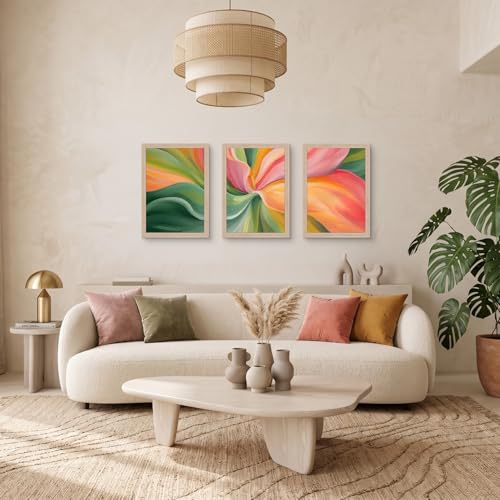 Framed Abstract Floral Canvas Wall Art 3 Pcs Botanical Decor 12x16 Inch