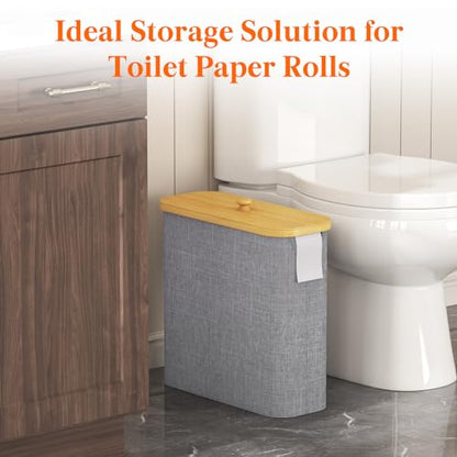 Lifewit Toilet Paper Storage Holder Extra Large Stand Basket 30L Light Gray - color: Gray, size: 30L