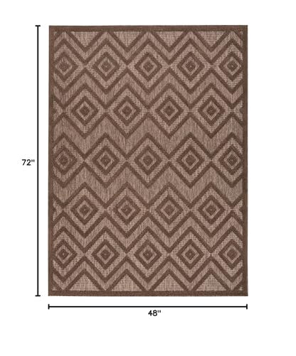 Nourison Home Versatile Brown 4' x 6' Area Rug - Easy Clean, Non Shedding, Bed Room, Living Room, Dining Room, Kitchen (4' x 6') - color: Brown, size: 4' x 6' (Rectangular)