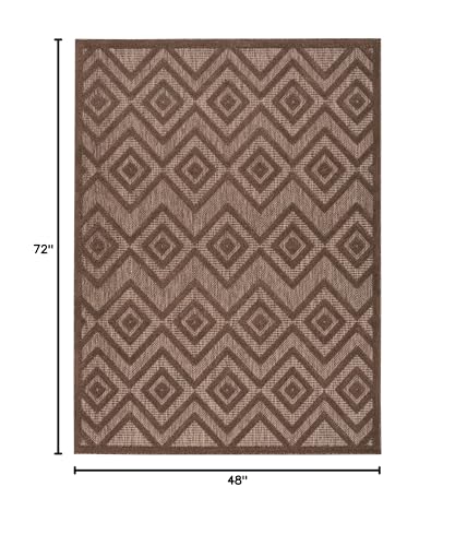 Nourison Home Versatile Brown 4' x 6' Area Rug - Easy Clean, Non Shedding, Bed Room, Living Room, Dining Room, Kitchen (4' x 6') - color: Brown, size: 4' x 6' (Rectangular)