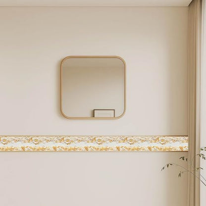 IVN Wallpaper Border Peel and Stick Wall Golden Floral Relief 4x196 Inch - color: Golden Floral Relief