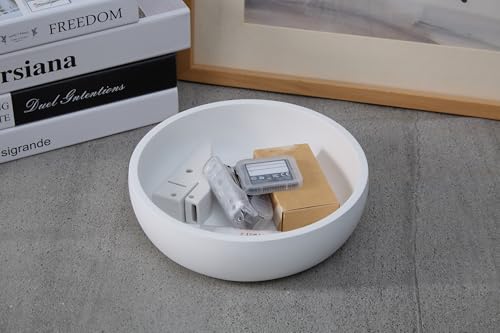 Large Concrete Key Bowl for Entryway Table - 7.9" Key Holder Bowl for Keys - color: White