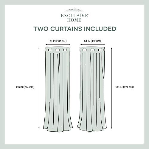EXCLUSIVE HOME Chateau Striped Faux Silk Grommet Top Curtain Panel Pair, 54"x108", Burgundy Taupe - color: Burgundy/Taupe, size: 54"W x 108"L (Pack of 2)