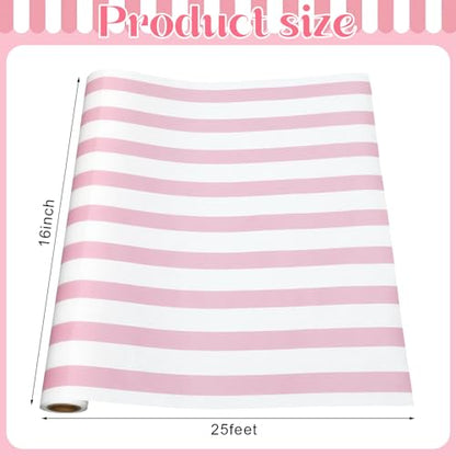 AmazingSpark Striped Table Runner Roll,Pink,25' Long X 16" Wide - color: Pink, size: 25' Long X 16" Wide