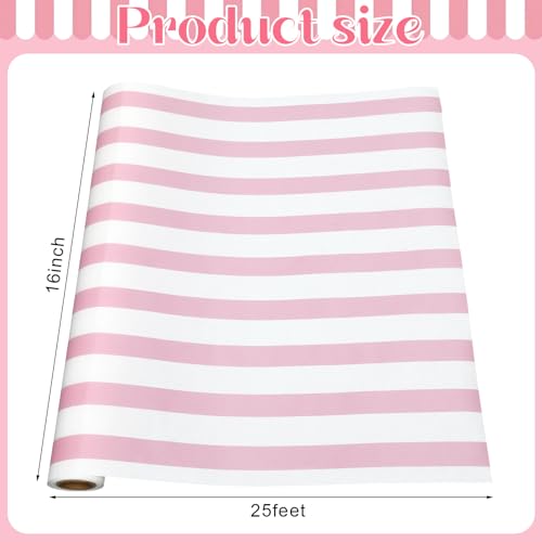AmazingSpark Striped Table Runner Roll,Pink,25' Long X 16" Wide - color: Pink, size: 25' Long X 16" Wide